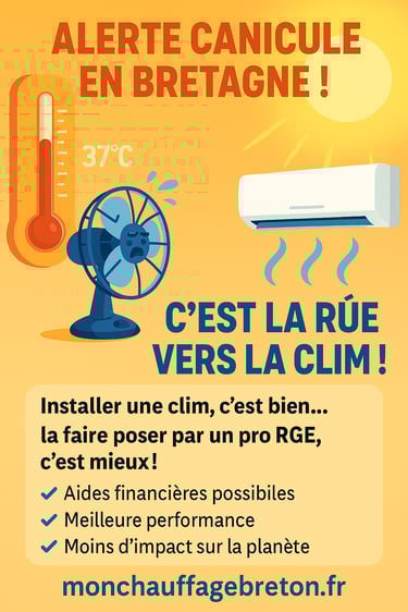 infographie climatisation en Bretagne canicule Rennes Vannes ploermel Saint malo installateur rge