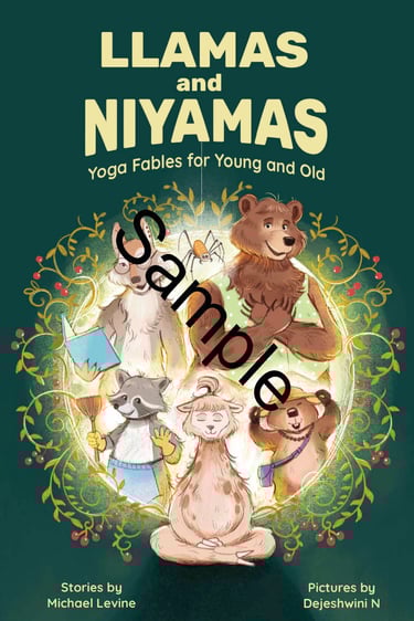 book cover of Llamas and Niyamas, yoga stories for kids