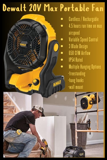 Dewalt 20V Max Portable Fan Cordless Rechargeable