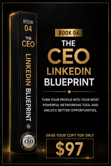 The CEO LinkedIn Blueprint Book 04 cover for professional profile networking and career growth.