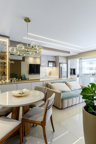 Sala de jantar e estar integrados - Apartamento TC
