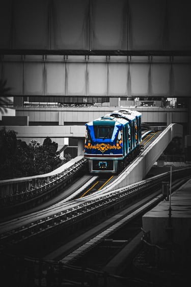 a train on a track with in changi airport Singapore