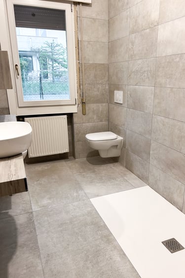 Ristrutturazione bagno completata, utilizzando materiali italiani: Paffoni, Grohe, Ideal Standard