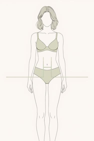 Illustration d’une femme à la morphologie en H, avec épaules, taille et hanches alignées, soulignée