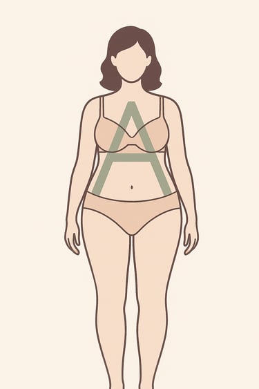 Illustration d’une femme avec une morphologie en A, Idéal pour choisir une robe