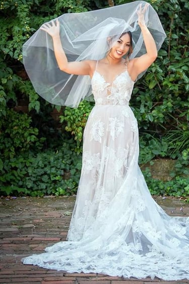 Blush Bride MadiLane Gown Isaac Taylor Garden Photo at Karen Doody