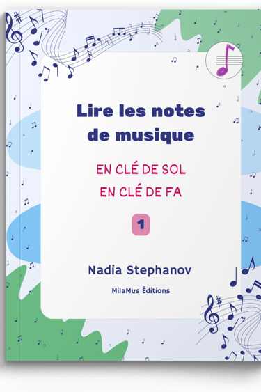 a book with a picture of a musical notepad