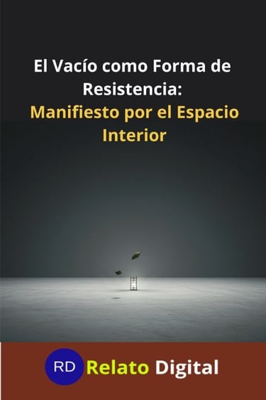 Vacío como resistencia: escalera solitaria y hojas suspendidas evocan introspección.