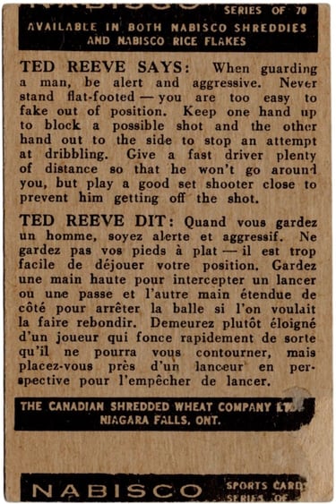 Vintage Nabisco Canadian 1955 Basketball Card #54