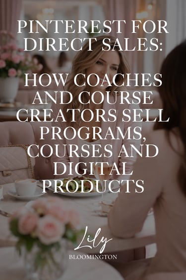 Typo "Pinterest for direct sales" over a picture of two business women having a chat and lunch in a luxurious restaurant
