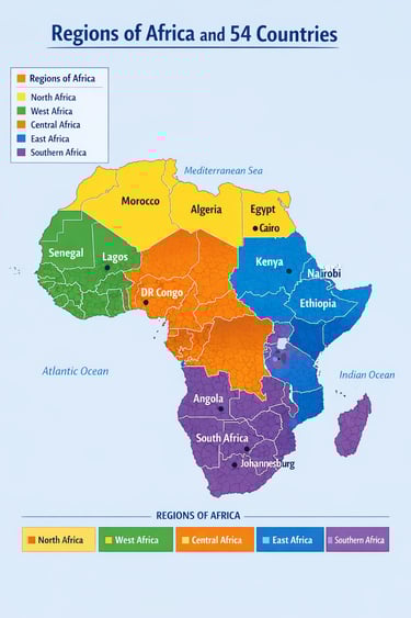 regions of africa map