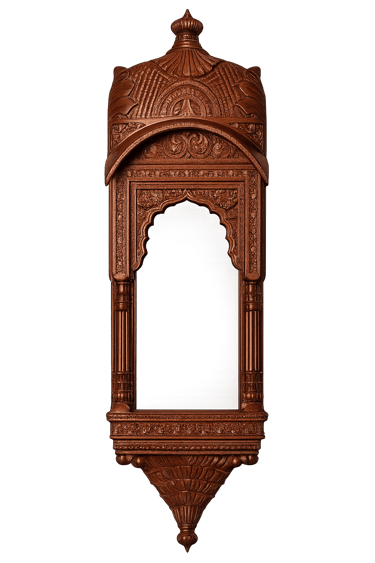 Hand-Carved Teakwood Wall Temple Frame – Traditional Wooden Mandir Design Saharanpur
