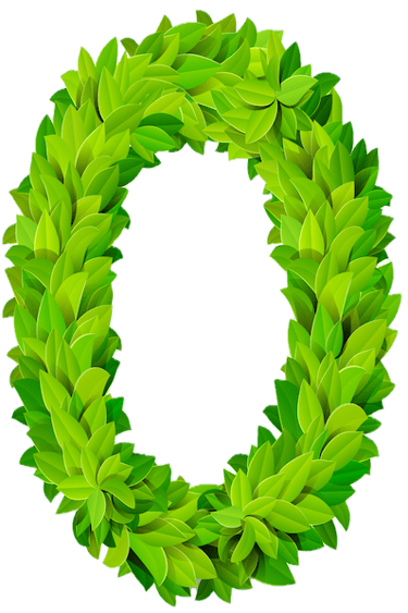 Zahl 0 aus Blättern geformt