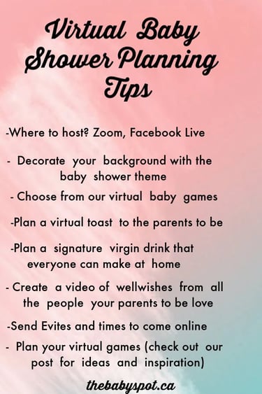 virtual baby shower tip checklist