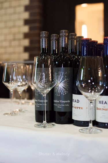 Bottles of Australian wine on a table.