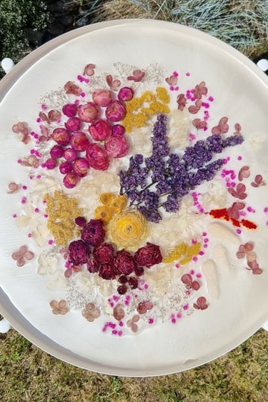epoxy resin coffee table with flowers