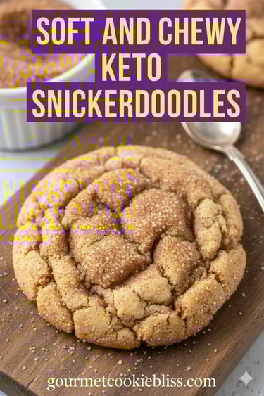A close-up of a single thin, soft, and chewy Keto Snickerdoodle cookie generously coated in cinnamon