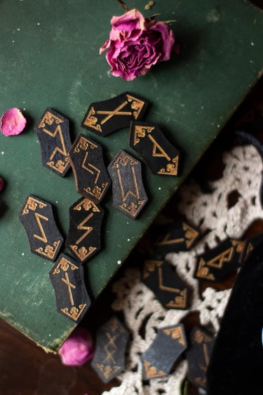 Hand Carved Wooden Runes Set