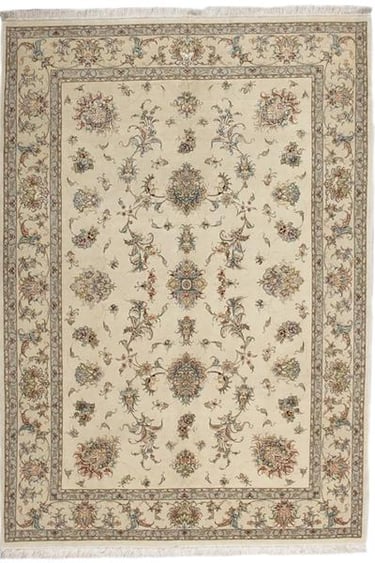 HANDMADE FINE WOOL & SILK TABRIZ RUG 70 RAJ