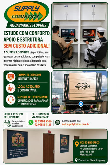 Maritime students using computers at Supply Logistics training center in the Milhomem Center, Manaus.