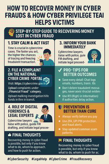 How to Recover Money in Cyber Frauds & How Cyber Privilege Team helps Victims