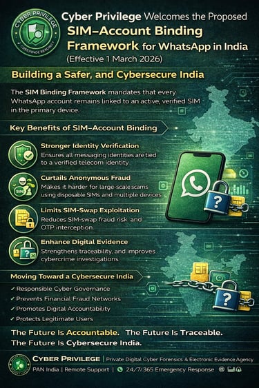 SIM–Account Binding Framework for WhatsApp in India G Vimal Kumar CTO Cyber Privilege 8977308555