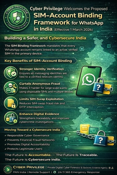 SIM–Account Binding Framework for WhatsApp in India G Vimal Kumar CTO Cyber Privilege 8977308555