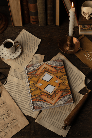 a book with a candle and a candle on a table