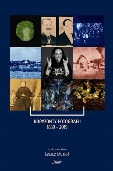 Collage zdjęć na niebieskim tle z białymi napisami