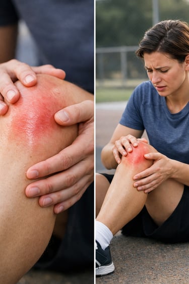 Genou enflé et rouge après rupture du LCA