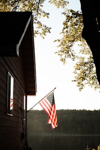 American Flag at sunset
