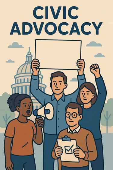 An image of a group of people engaged in civic advocacy