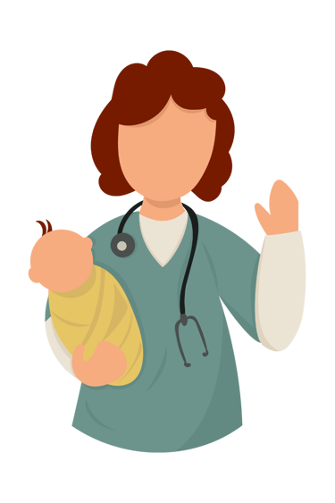 sage femme tient un bébé dans ses bras examen peser gynécologie