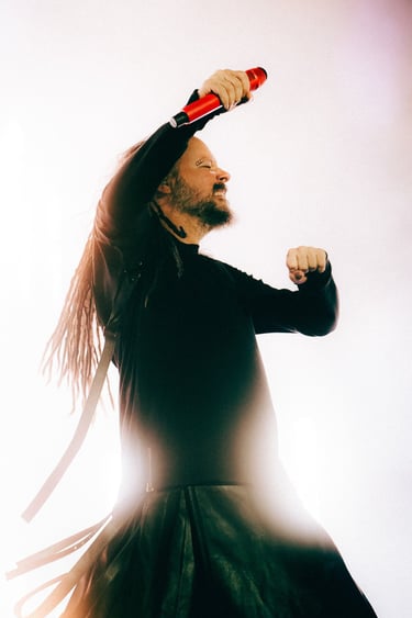 Vocalista Jonathan Davis do Korn no show da banda em SP no Allianz Parque
