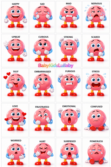 babykidslullaby printable emotional tools Little Kids Feelings section 