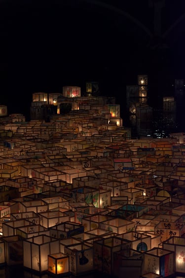 "The Many & The Few" - Tōrō nagashi on Asano river in Kanazawa, Japan