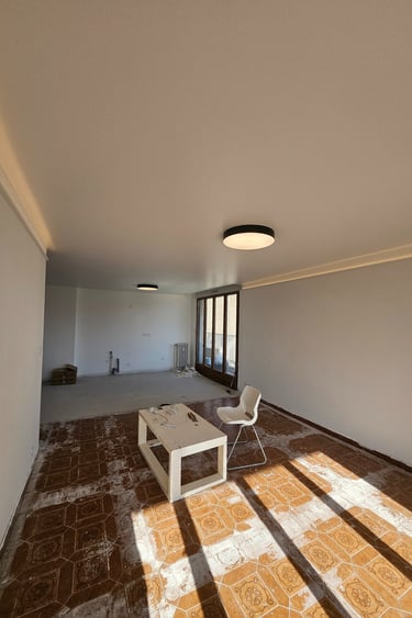 Plafond tendu PVC blanc mat avec plafonnier led et éclairage indirect profilés led à Grenoble (38) 