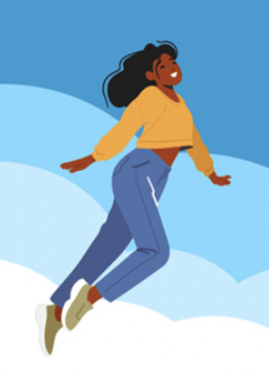 a cartoon person flying