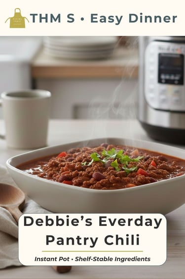 bowl of chili with instant pot in background
