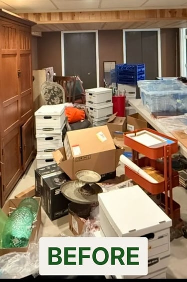 Before cleanout – cluttered home interior prior to full-service cleanout in Metro Detroit