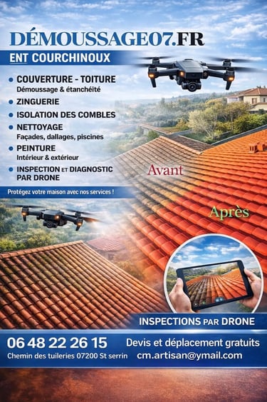 toiture par drone à aubenas, privas, ruoms et alentour