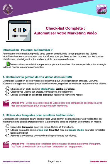 Check-list : Automatiser votre Marketing Vidéo