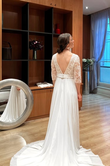Essayage robe de mariée Blanc Muguet