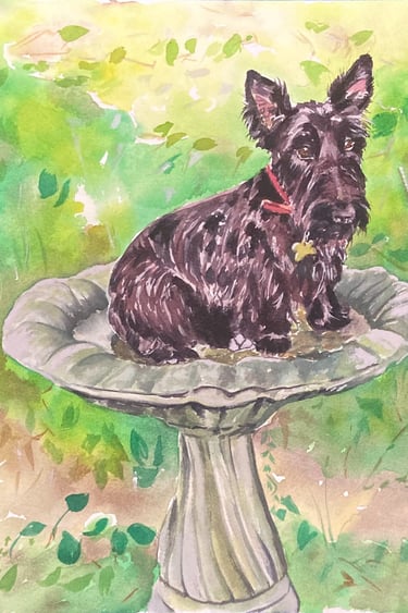 original watercolor painting pet portrait custom dog