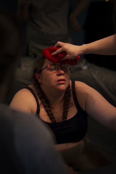 Art of Birth mother resting in pool