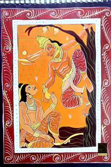 pattachitra art depicting scenes from ramayana hindu scripture