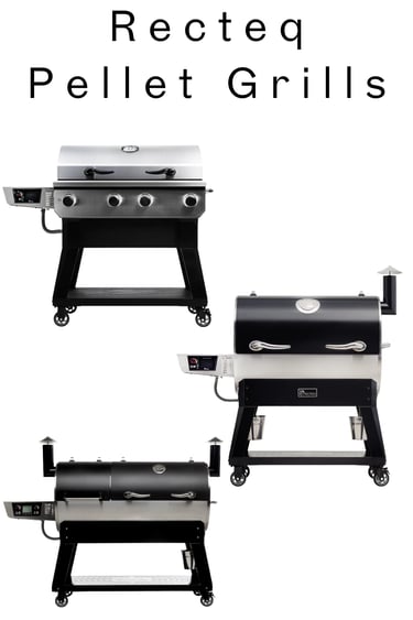 recteq pellet grill smoker on an outdoor patio for backyard grilling and BBQ.