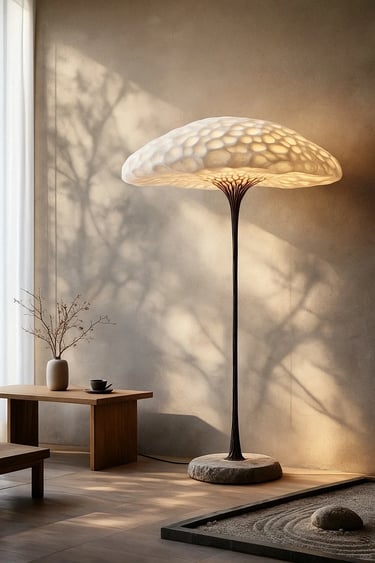 Ambient outdoor lamp creating a soft golden glow for balcony, terrace, and garden spaces.