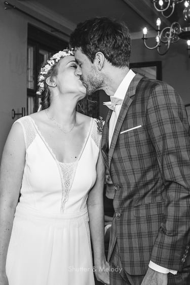 First kiss as husband and wife.