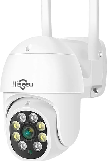 Hiseeu WHD305-UK Seguimiento Automático 5MP Cámara Vigilancia WiFi Exterior, blanco